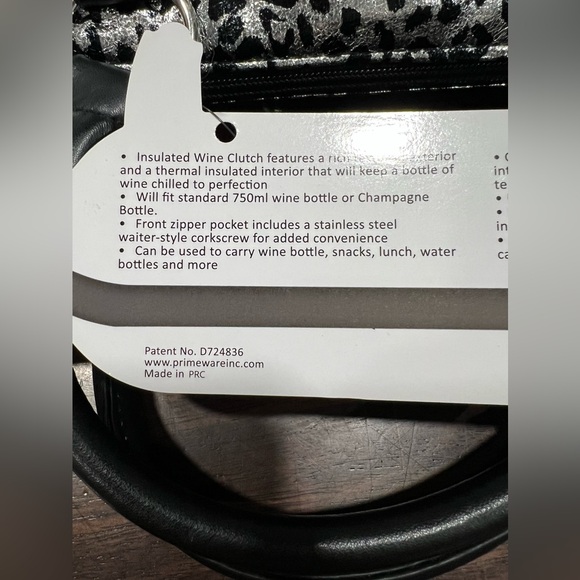 Primeware Animal Print Insulated Wine Clutch with Corkscrew - Picture 6 of 6